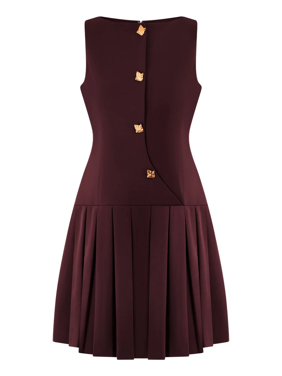 Hem Crimp Sleeveless Buttons Commuting Mini&Short Dresses - Image 7