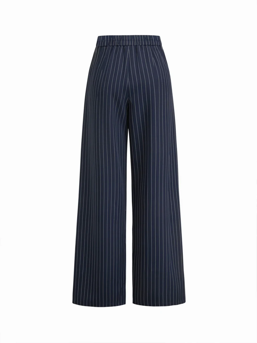 Profession Stripes Sleeveless Asymmetrical Jacket Straight-leg Trousers 2-piece Sets - Image 8