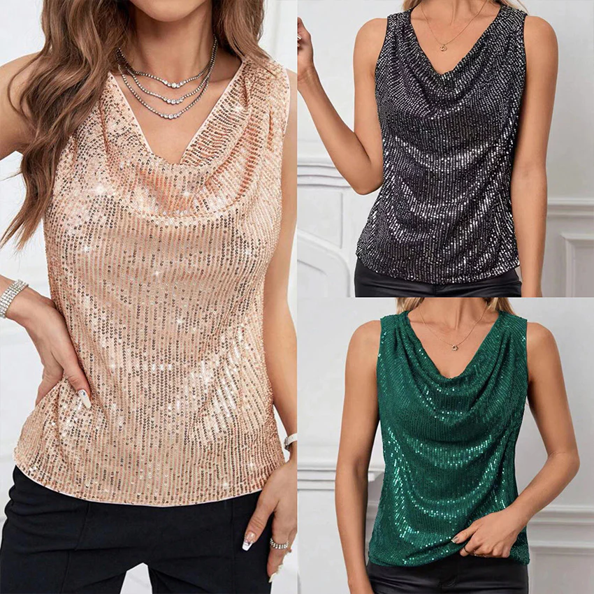 Sequins Sleeveless Tank Tops - Image 2