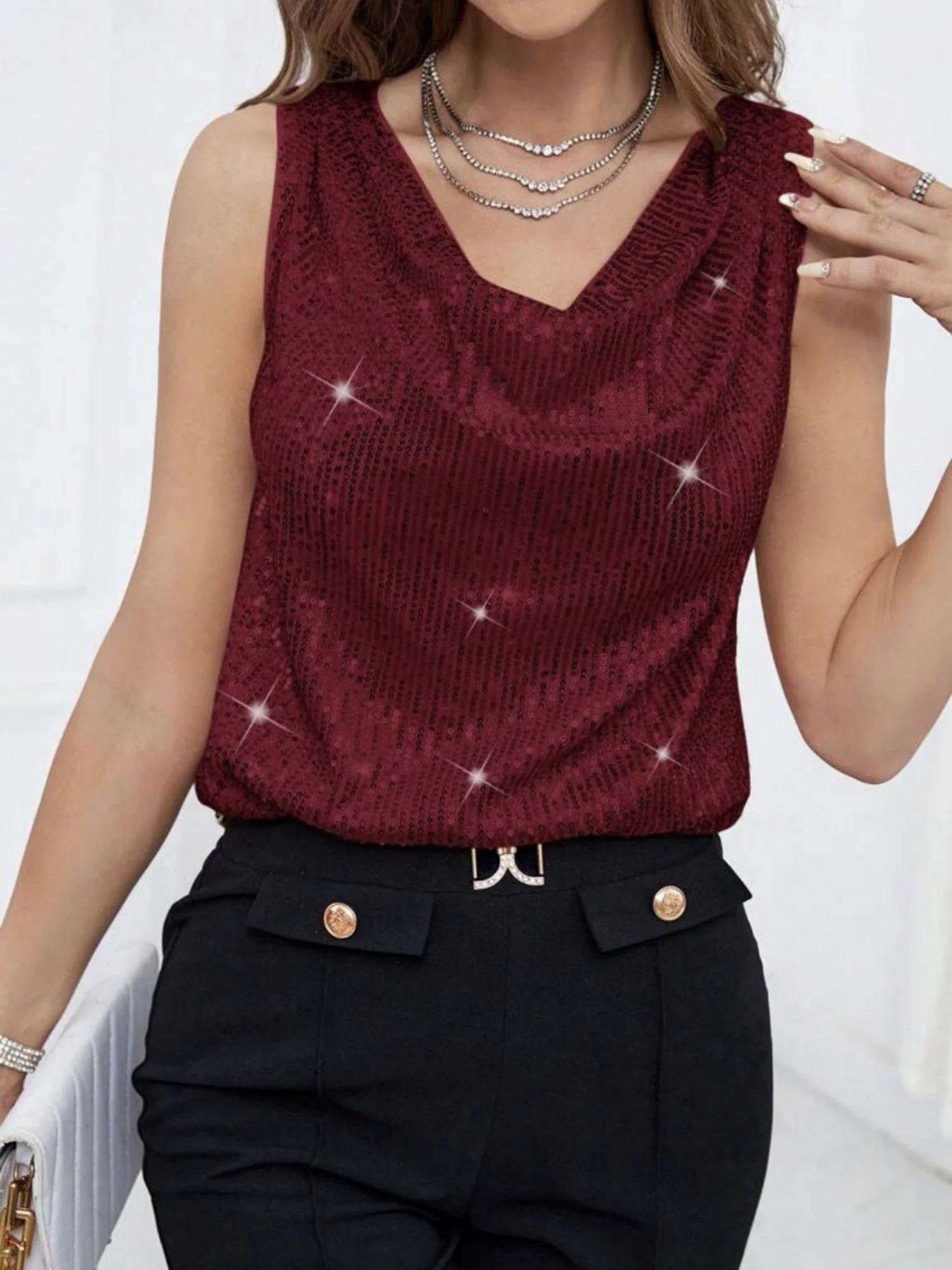 Sequins Sleeveless Tank Tops - Image 6