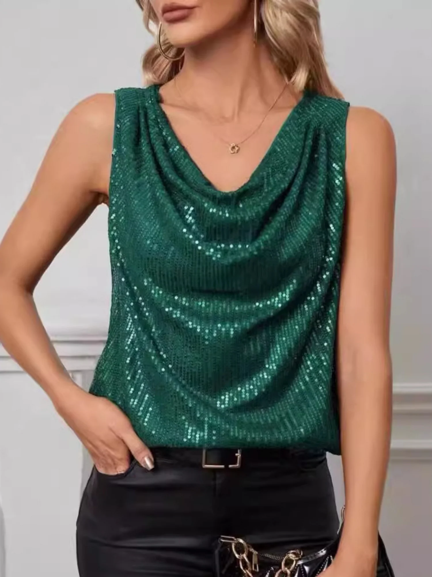 Sequins Sleeveless Tank Tops - Image 7