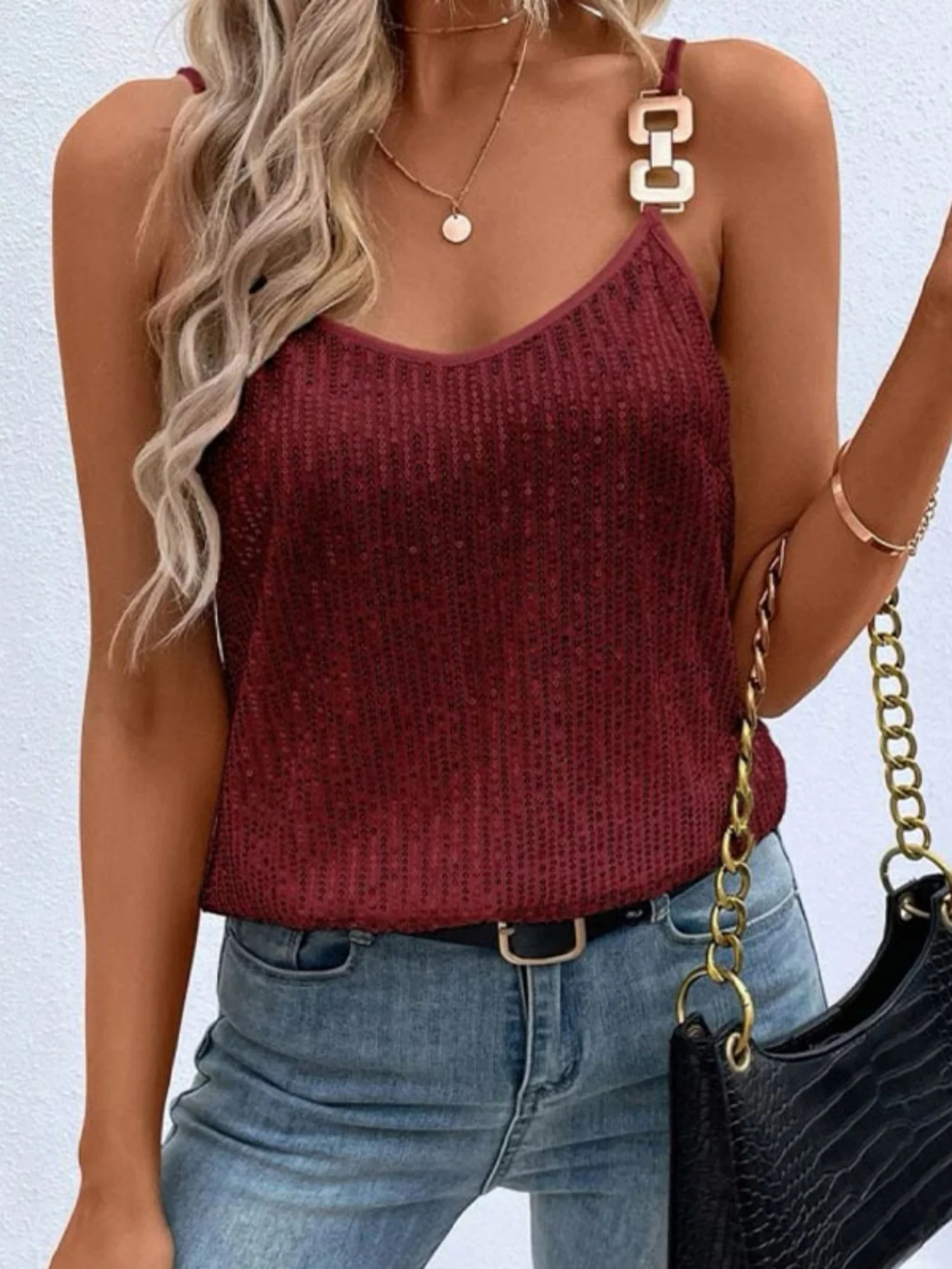 Sequins Metal Buckle Camisoles - Image 6