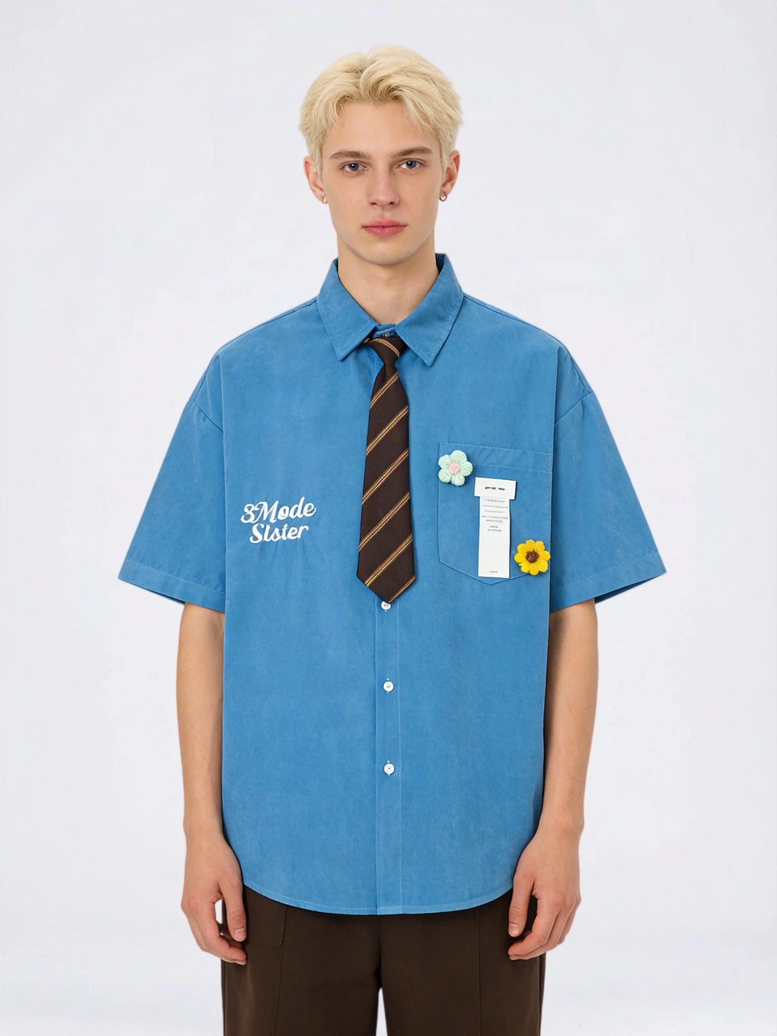 Flowers Ties Loose-fit Shirts
