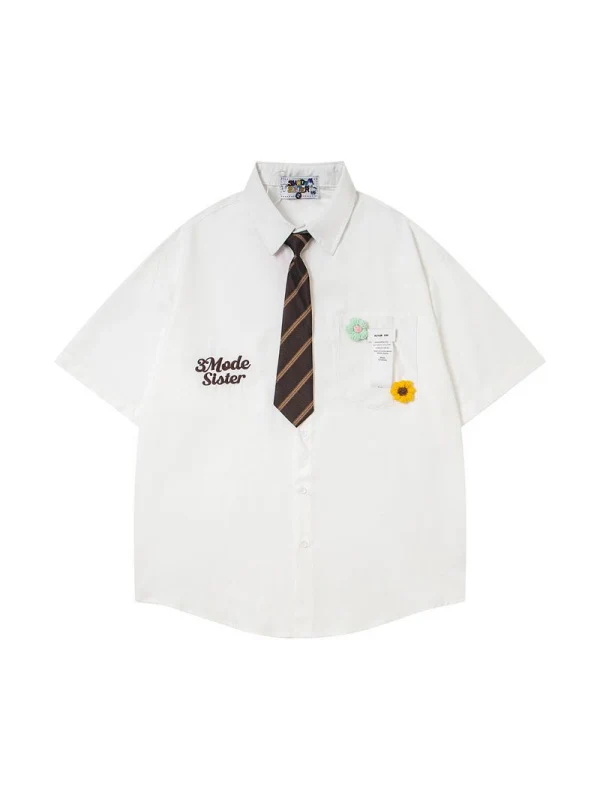 Flowers Ties Loose-fit Shirts - Image 7
