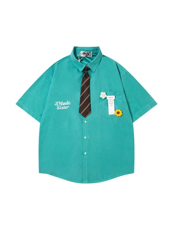 Flowers Ties Loose-fit Shirts - Image 8