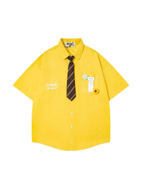 Flowers Ties Loose-fit Shirts - Image 9