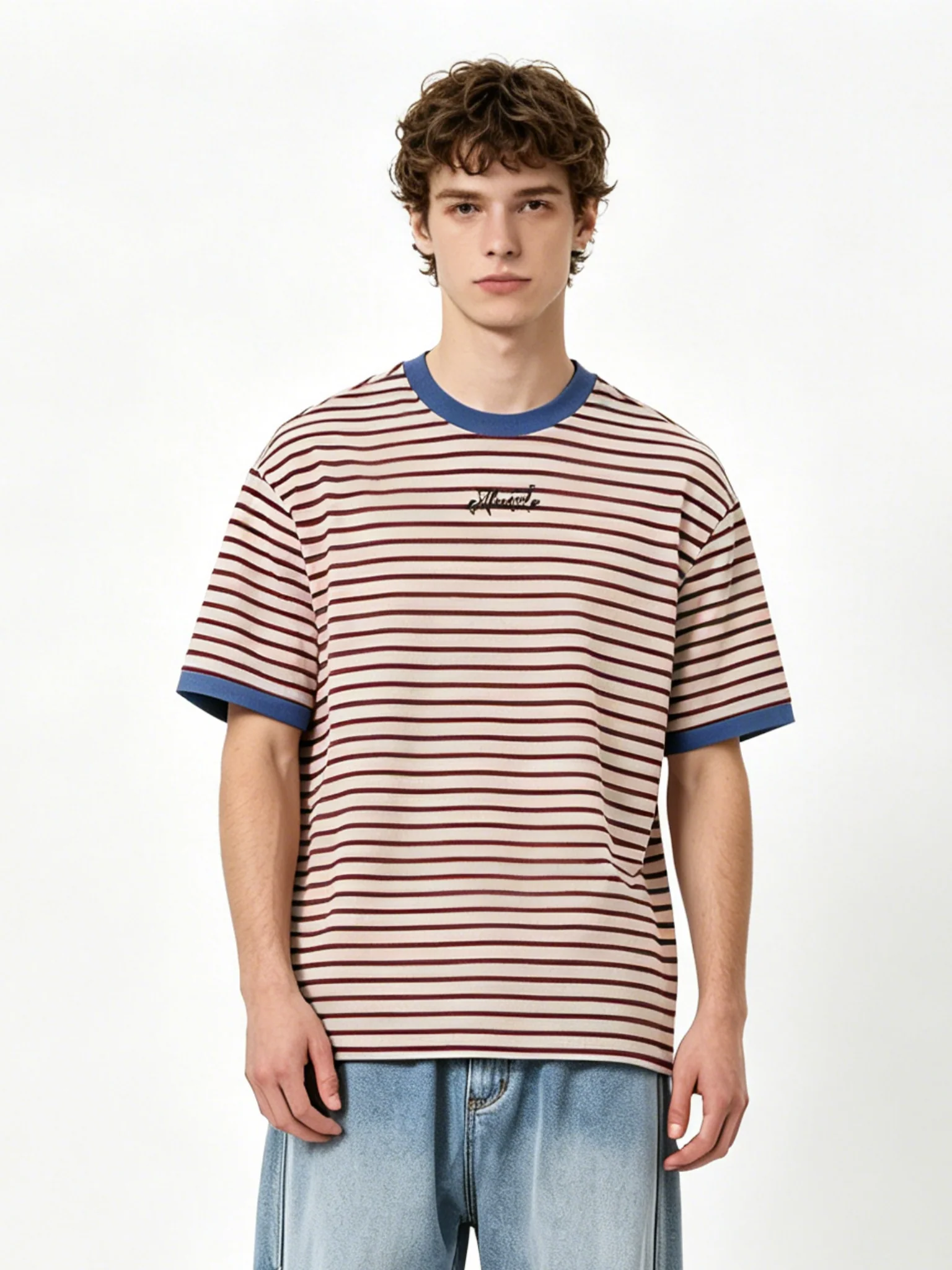 Color-blocked Stripes Loose-fit T-shirts