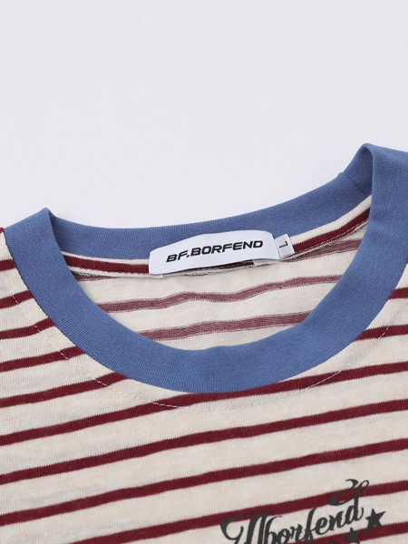 Color-blocked Stripes Loose-fit T-shirts - Image 4