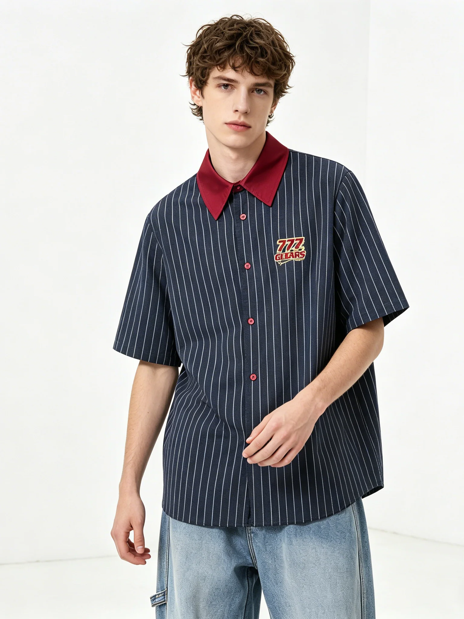Retro Color-blocked Stripes Loose-fit Shirts