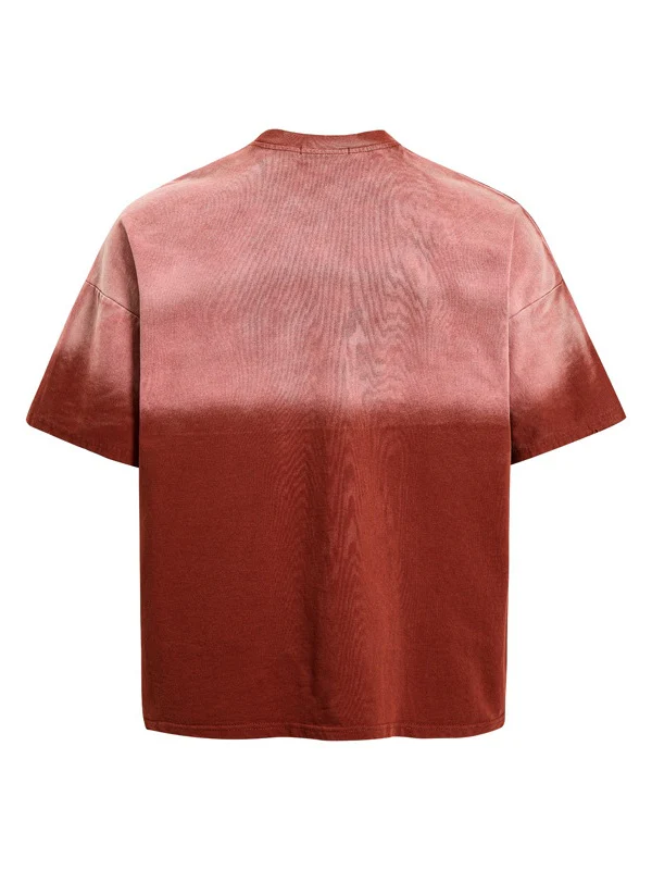 Washed Distressed Figure Printed Loose-fit Hole T-shirts - Image 3