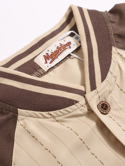 Retro Patchwork Color-blocked Vertical Stripe Shirts - Image 4