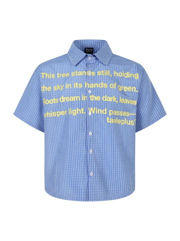 Hip Hop Letter Printed Plaid Loose-fit Shirts - Image 2