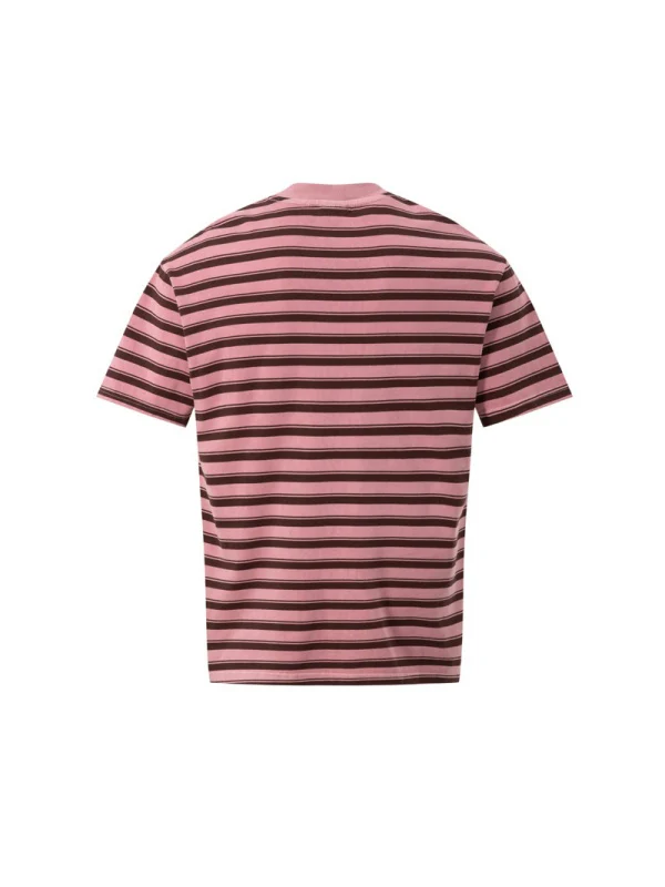 Retro Color-blocked Stripes Letter Printed T-shirts - Image 3
