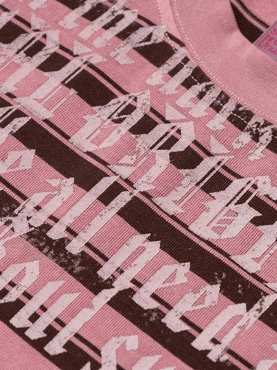 Retro Color-blocked Stripes Letter Printed T-shirts - Image 4