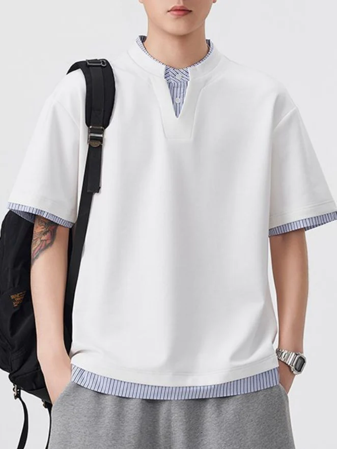 Layered-look Patchwork T-shirts - Image 4