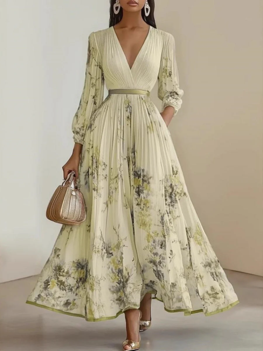 Zipper Plants And Flowers Maxi Dresses - Image 4