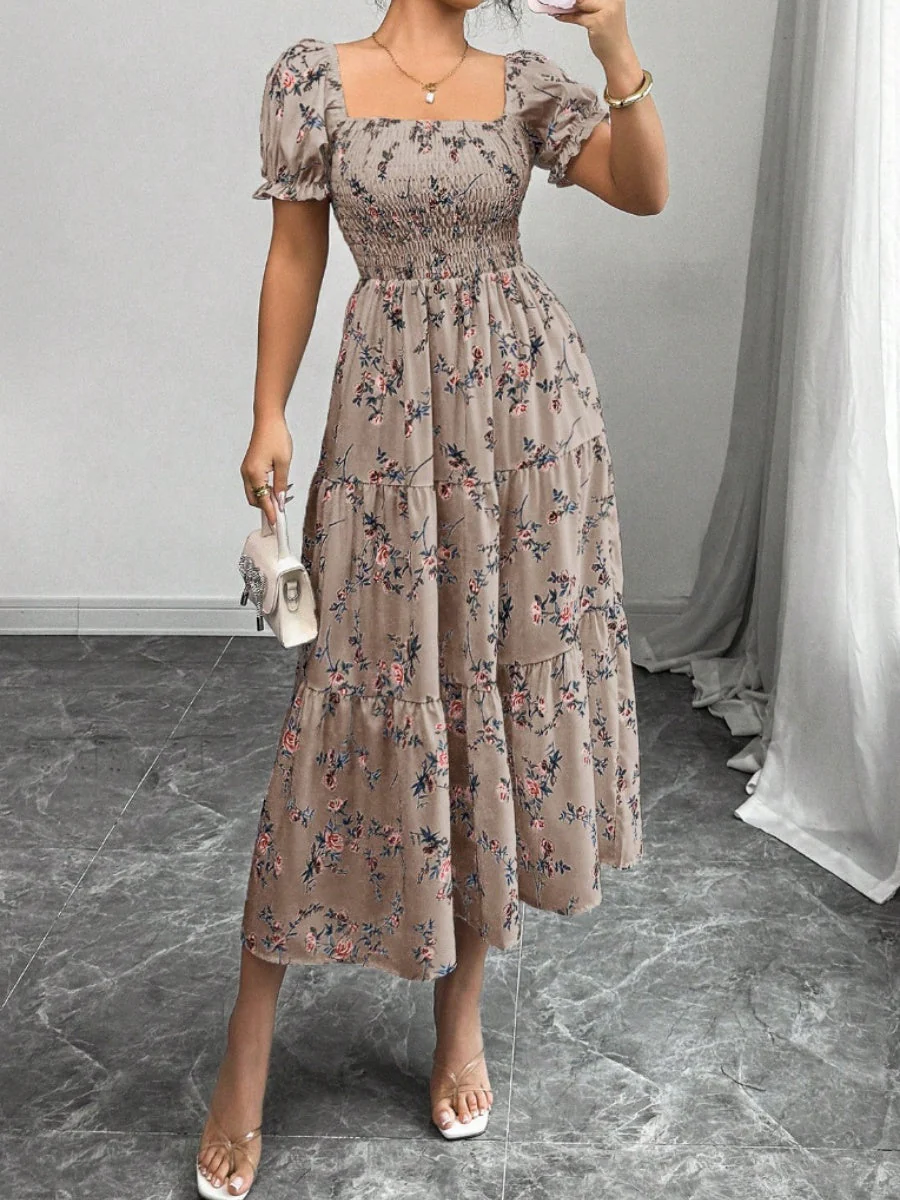 Puff Sleeve Printed Maxi Dresses - Image 10