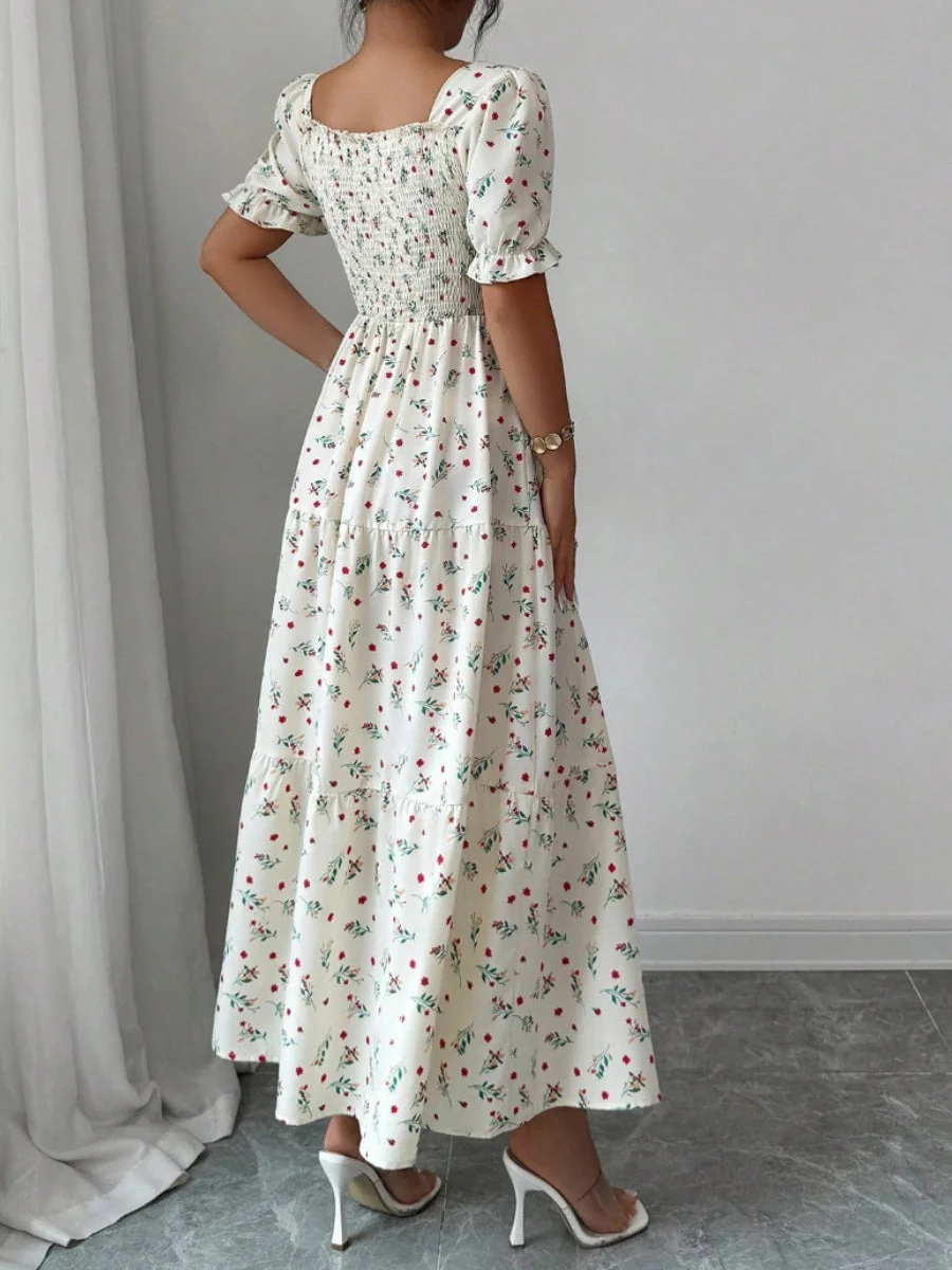 Puff Sleeve Printed Maxi Dresses - Image 13