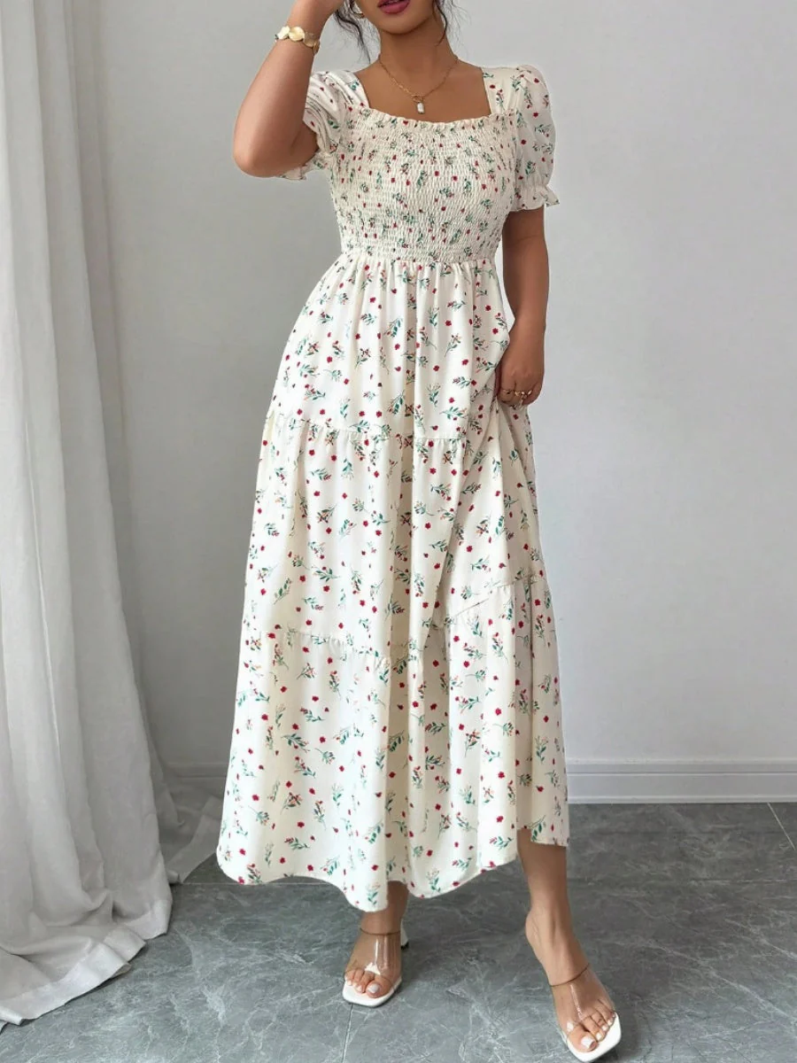 Puff Sleeve Printed Maxi Dresses - Image 14