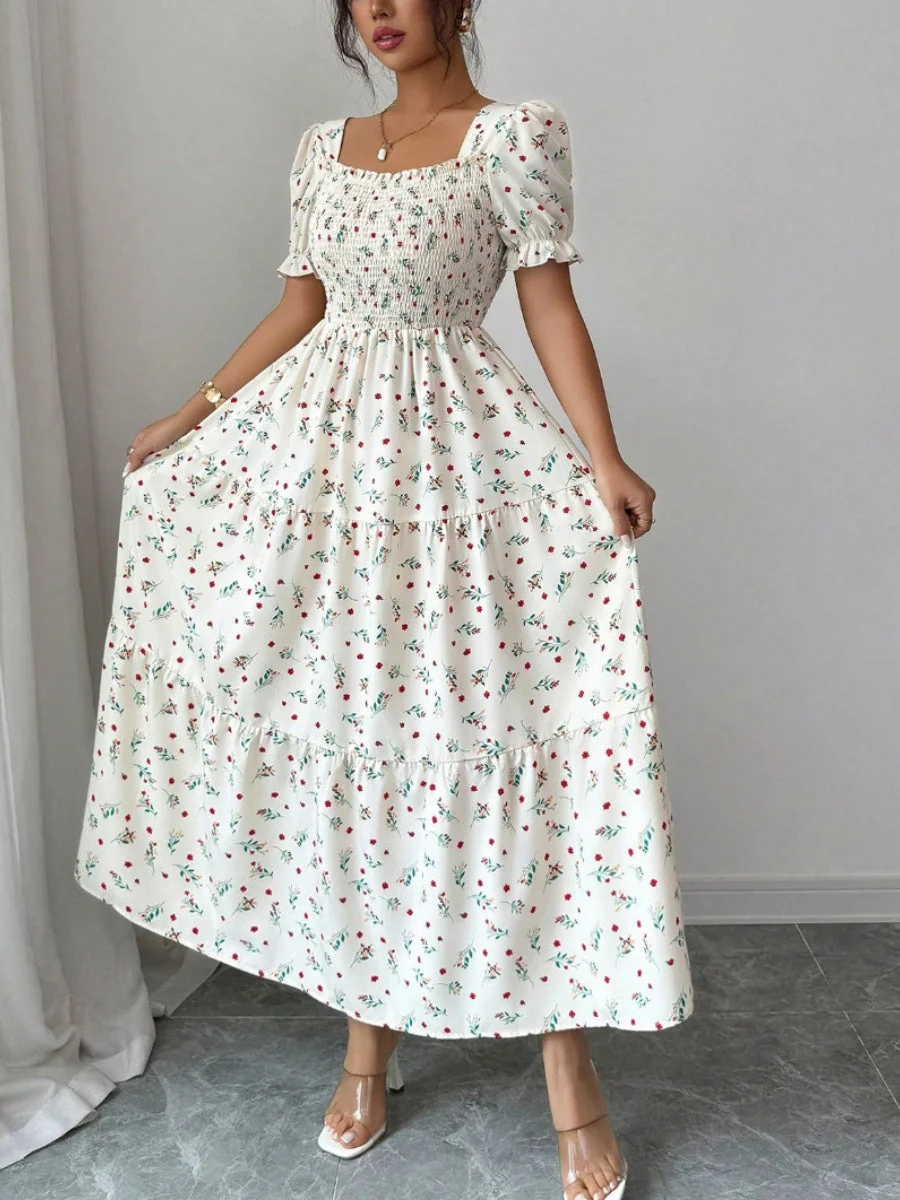Puff Sleeve Printed Maxi Dresses - Image 15