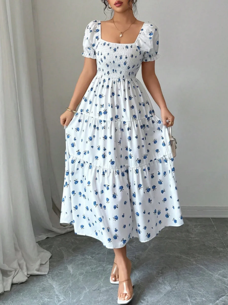 Puff Sleeve Printed Maxi Dresses - Image 20