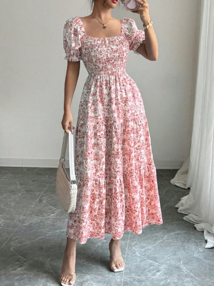 Puff Sleeve Printed Maxi Dresses - Image 21