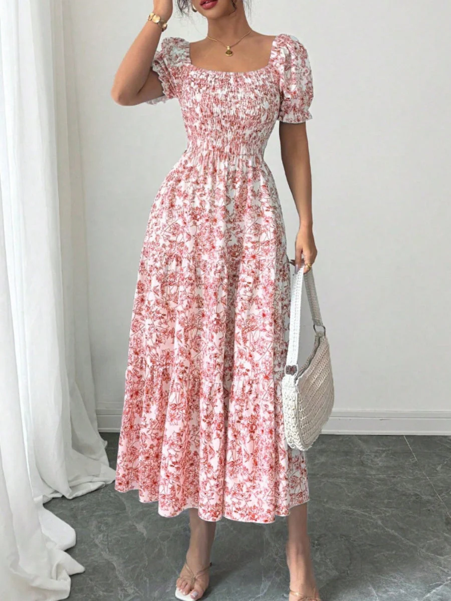 Puff Sleeve Printed Maxi Dresses - Image 23