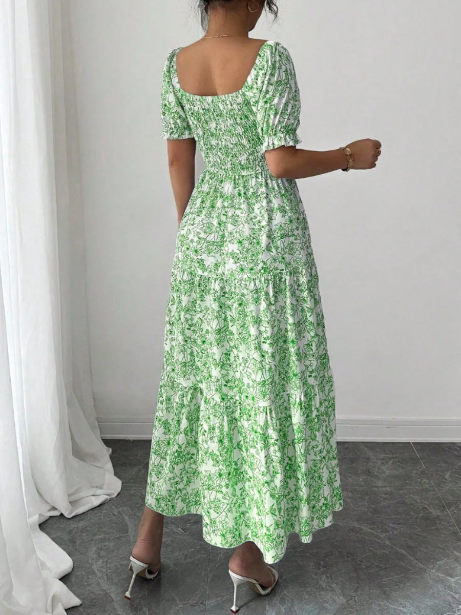 Puff Sleeve Printed Maxi Dresses - Image 24