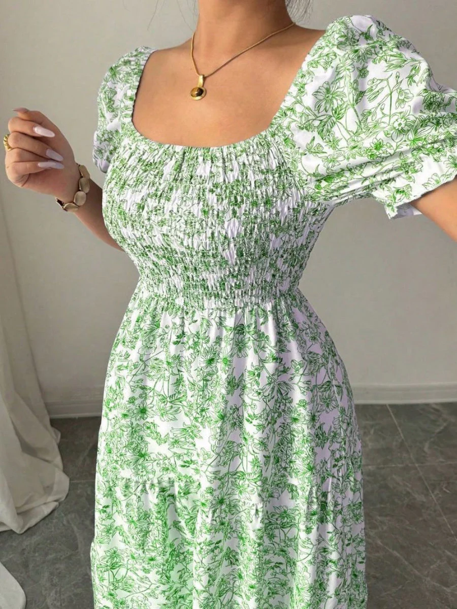 Puff Sleeve Printed Maxi Dresses - Image 27