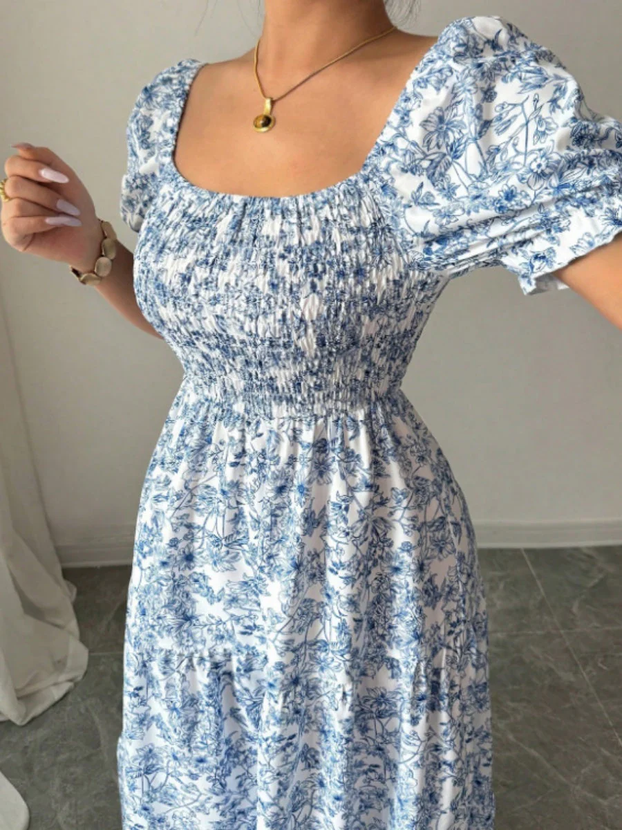 Puff Sleeve Printed Maxi Dresses - Image 28
