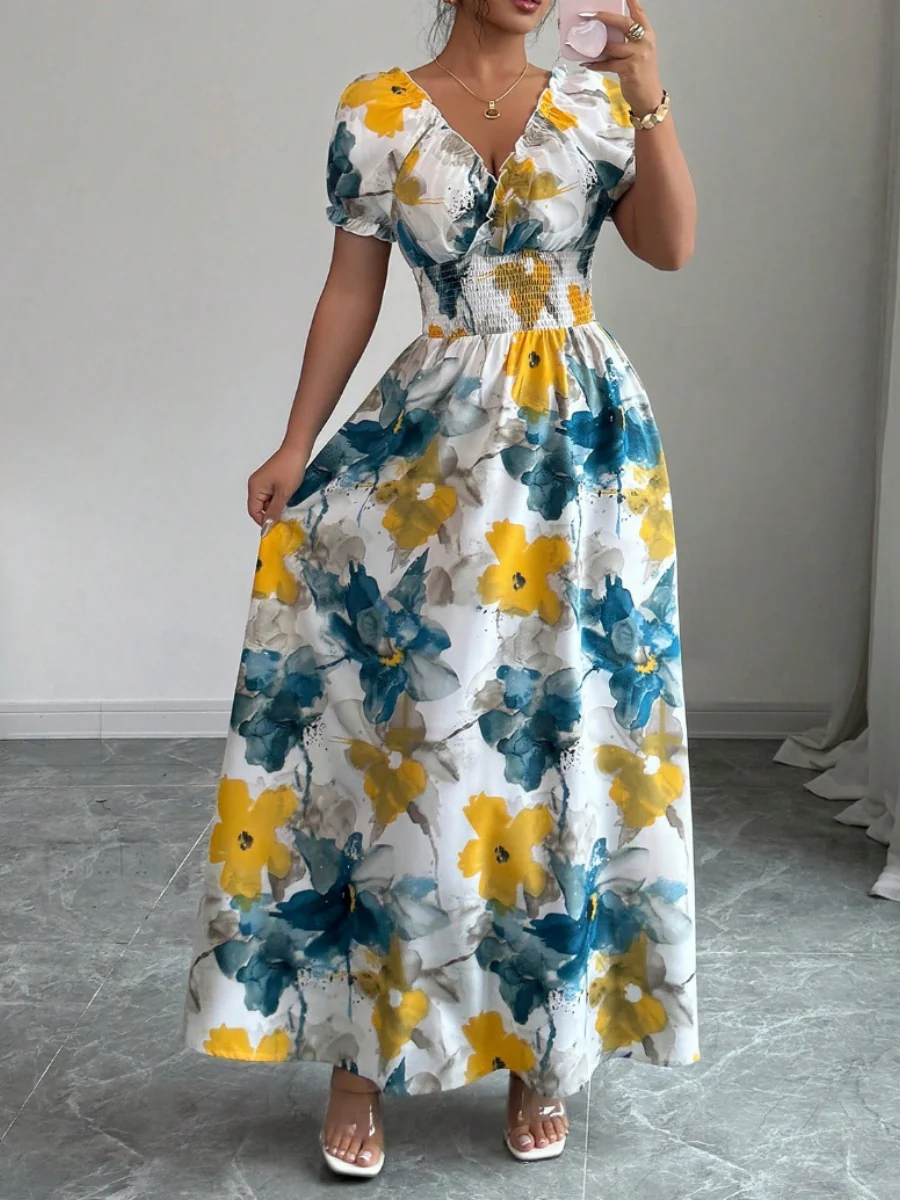V-neck Floral Grace Maxi Dresses