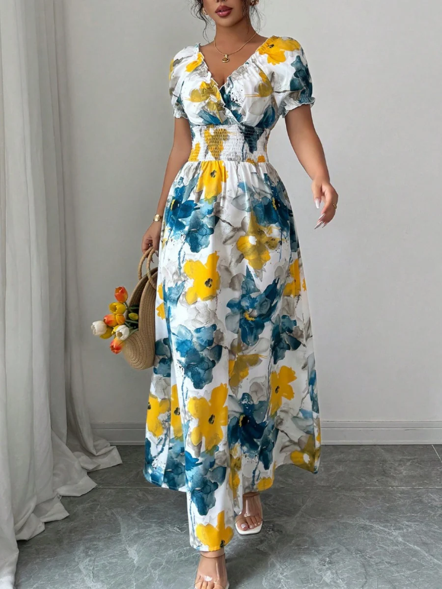 V-neck Floral Grace Maxi Dresses - Image 2