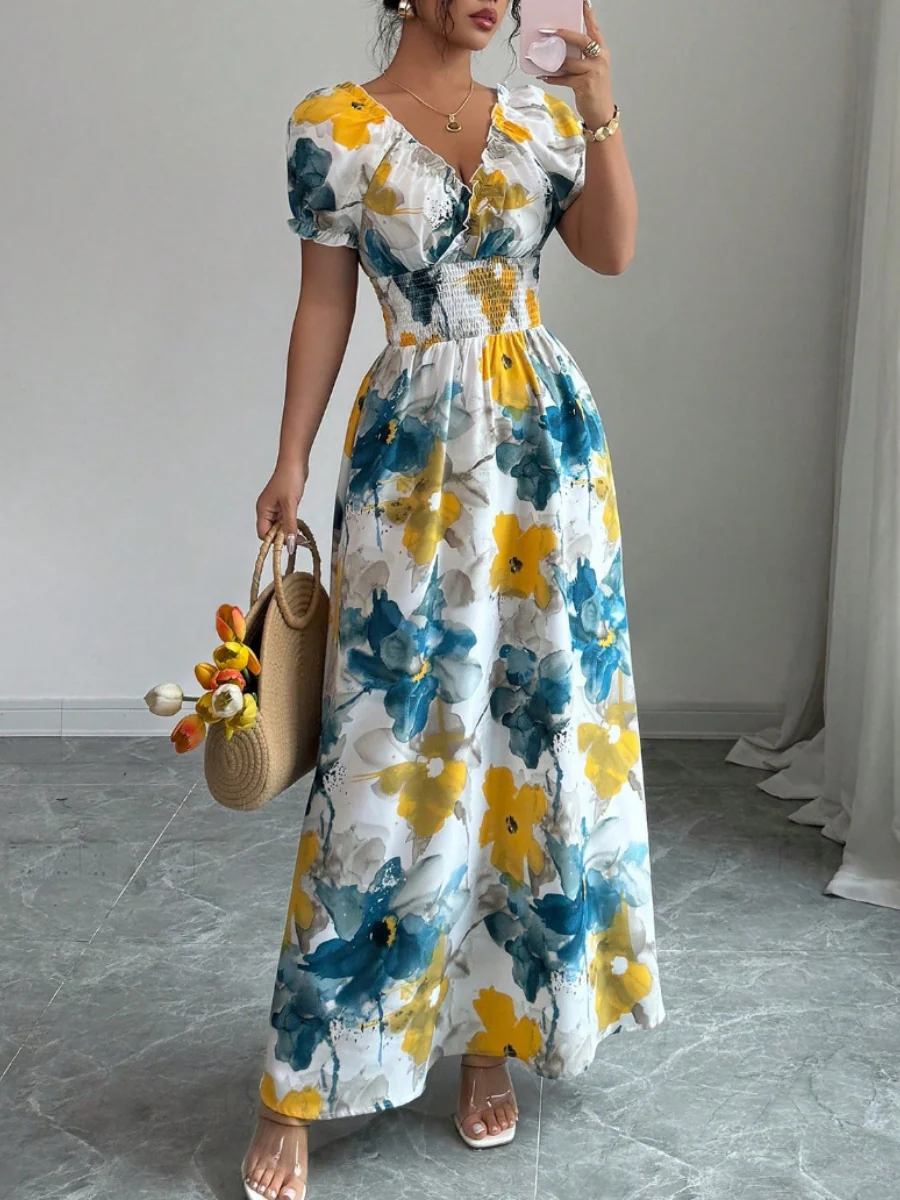 V-neck Floral Grace Maxi Dresses - Image 4