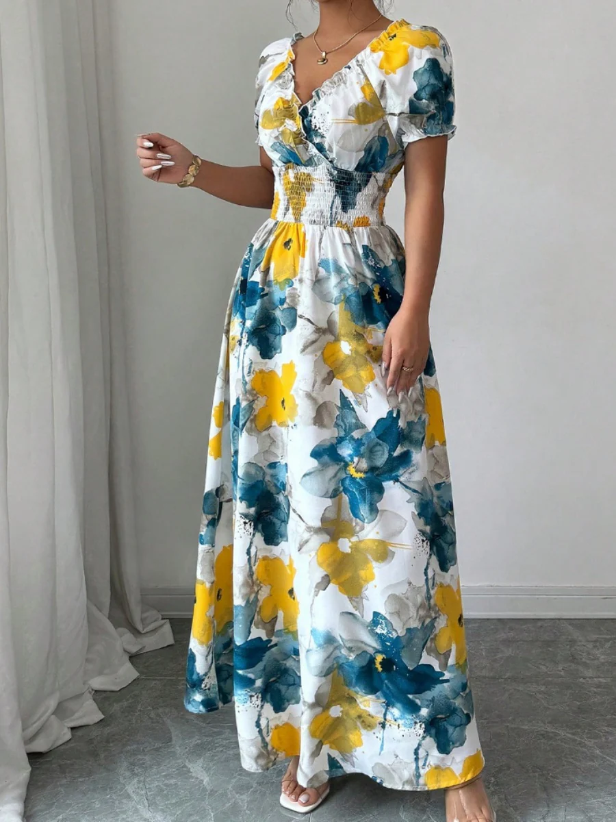 V-neck Floral Grace Maxi Dresses - Image 5
