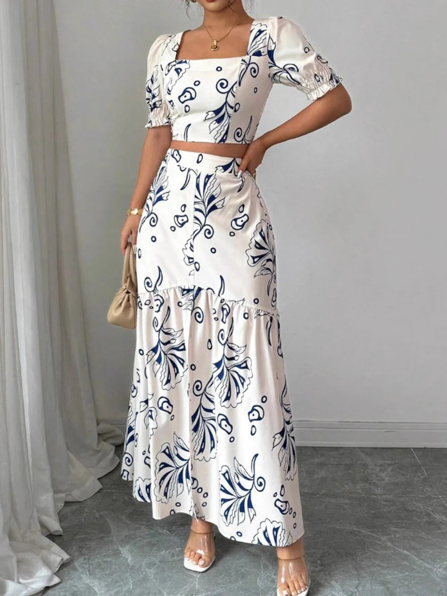 Jacket Skirt Hit Plants And Flowers 2-piece Sets - Image 3