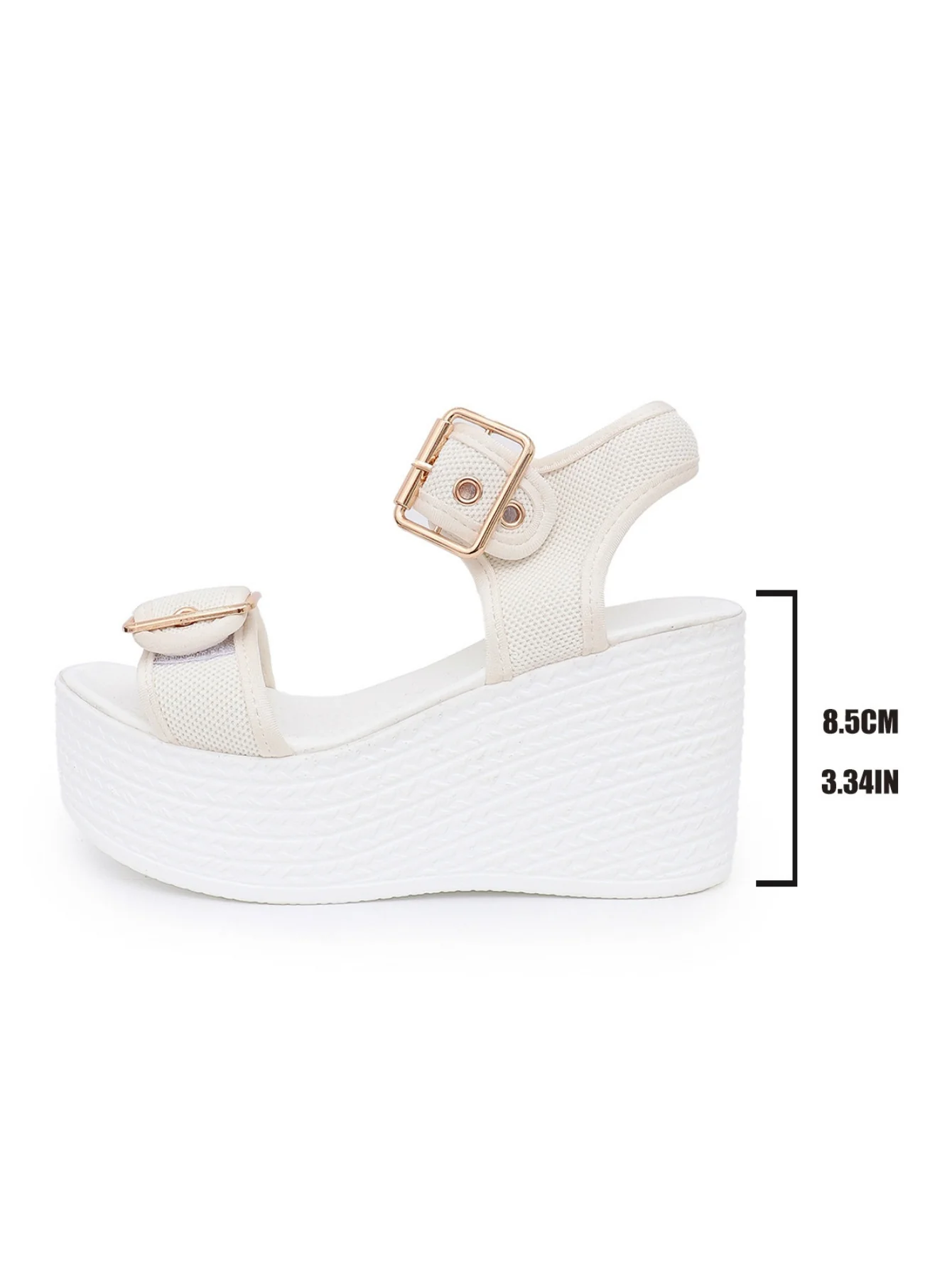 Metal Buckle Vacation Wedge Platform Sandals - Image 2