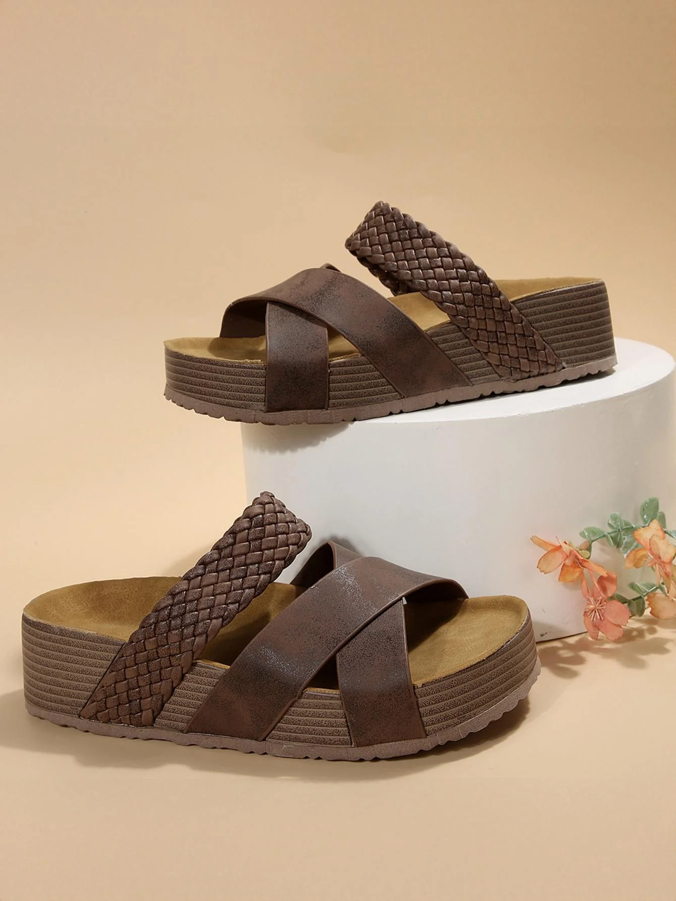 Cross-strap Woven Sandals - Image 2