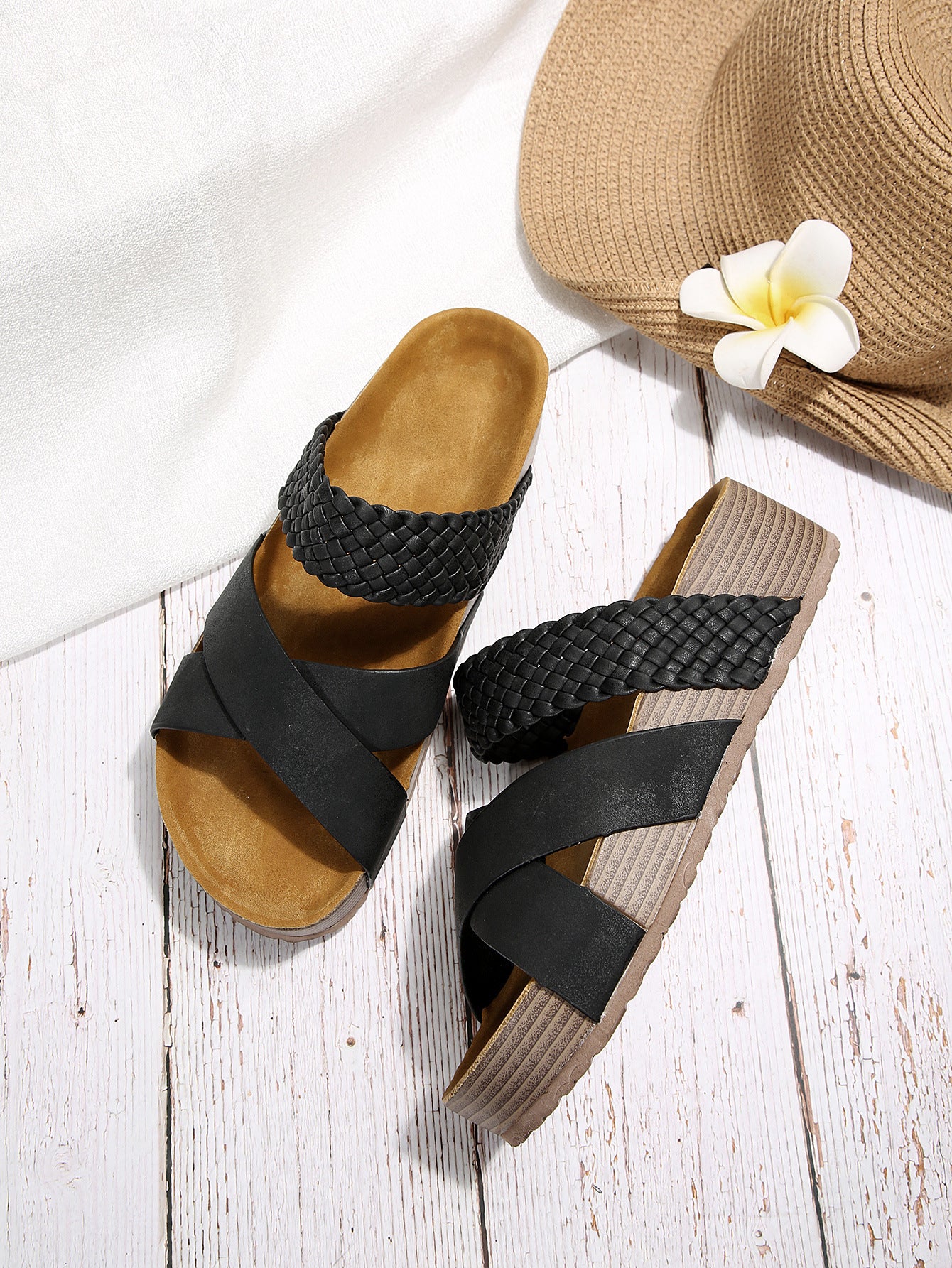 Cross-strap Woven Sandals - Image 4