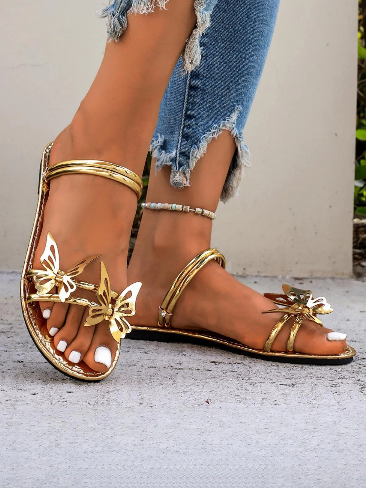 Butterfly Strappy Flat Sandals - Image 4