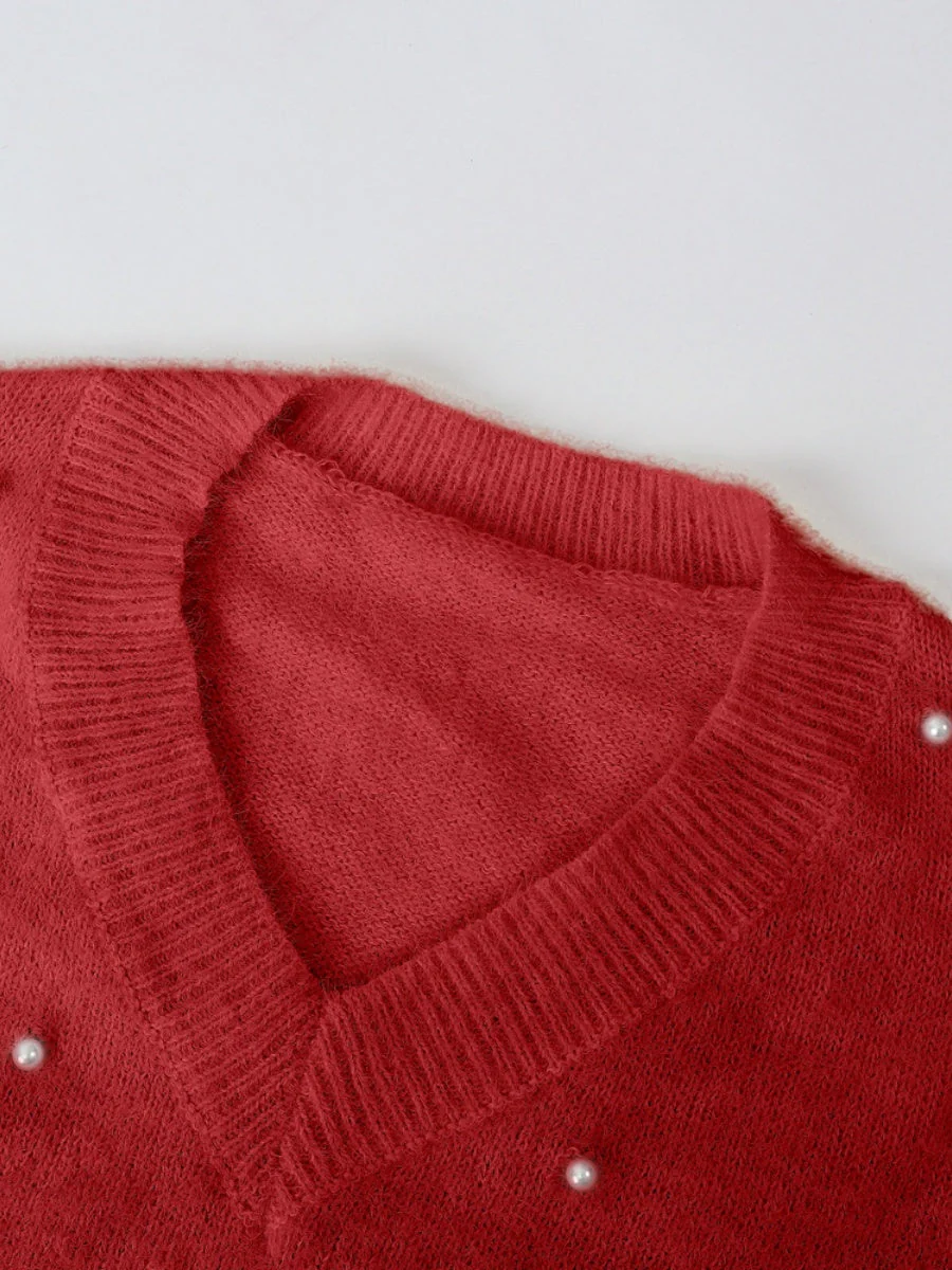 Beading Pearl Loose-fit Sweaters - Image 10