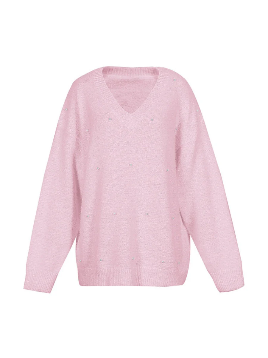 Beading Pearl Loose-fit Sweaters - Image 14