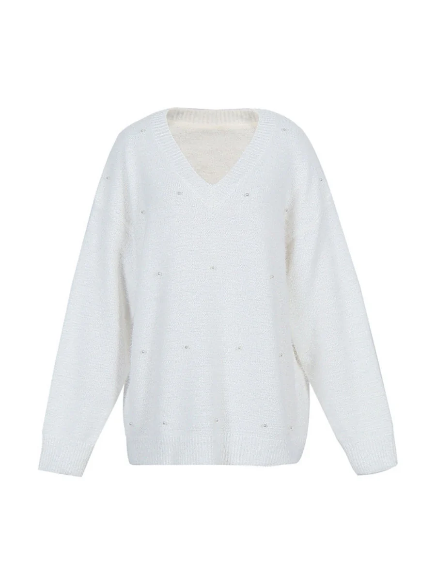 Beading Pearl Loose-fit Sweaters - Image 2
