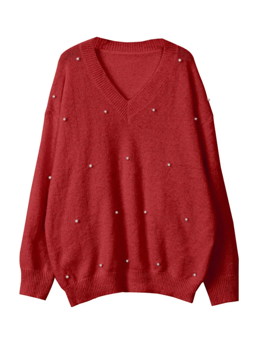 Beading Pearl Loose-fit Sweaters - Image 8