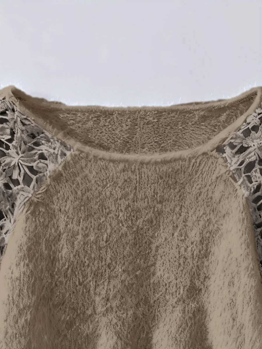 Lace Applique Loose-fit Sweaters - Image 6