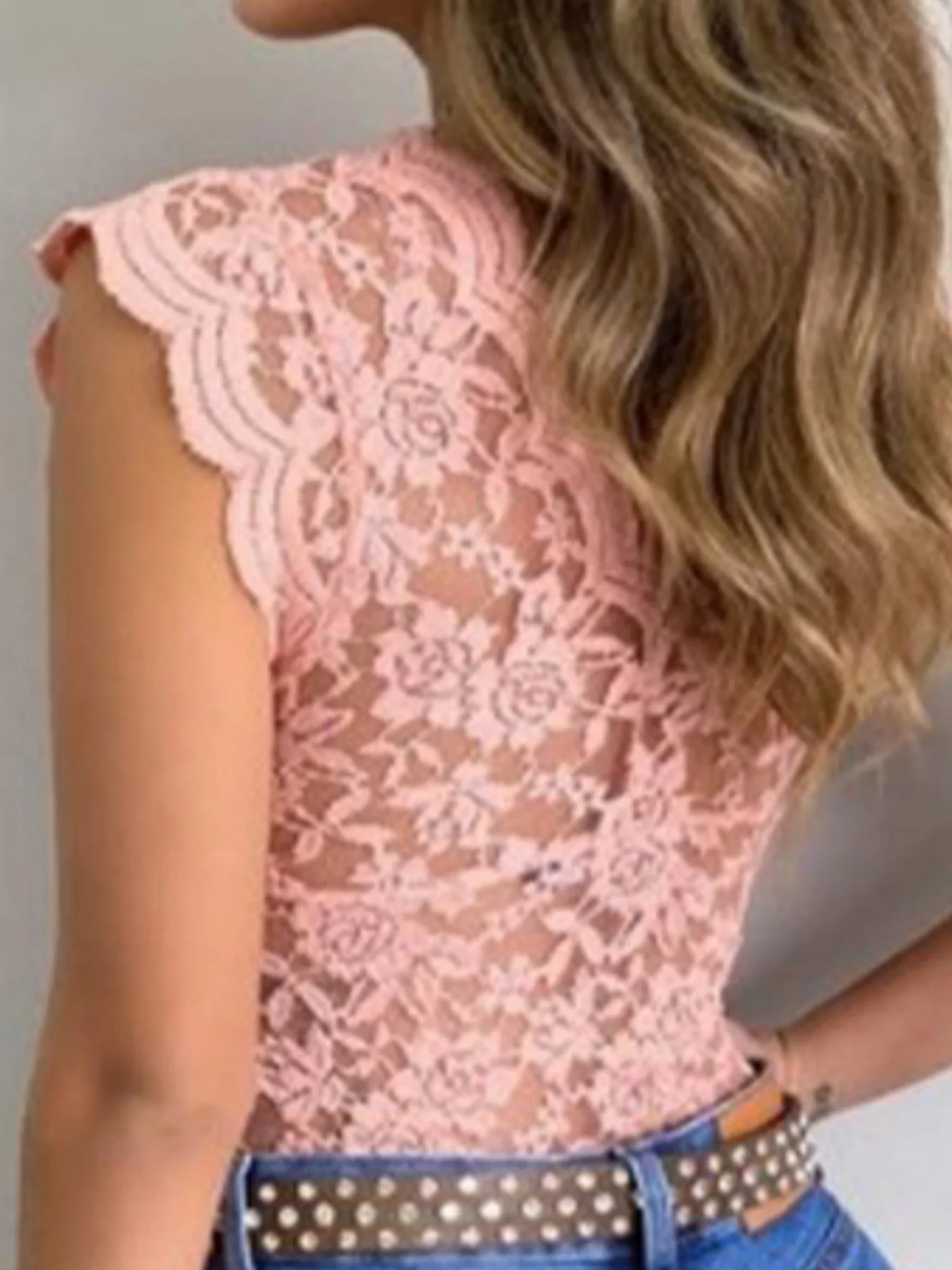 Lace Flowers Perspective V-neck Vest - Image 2