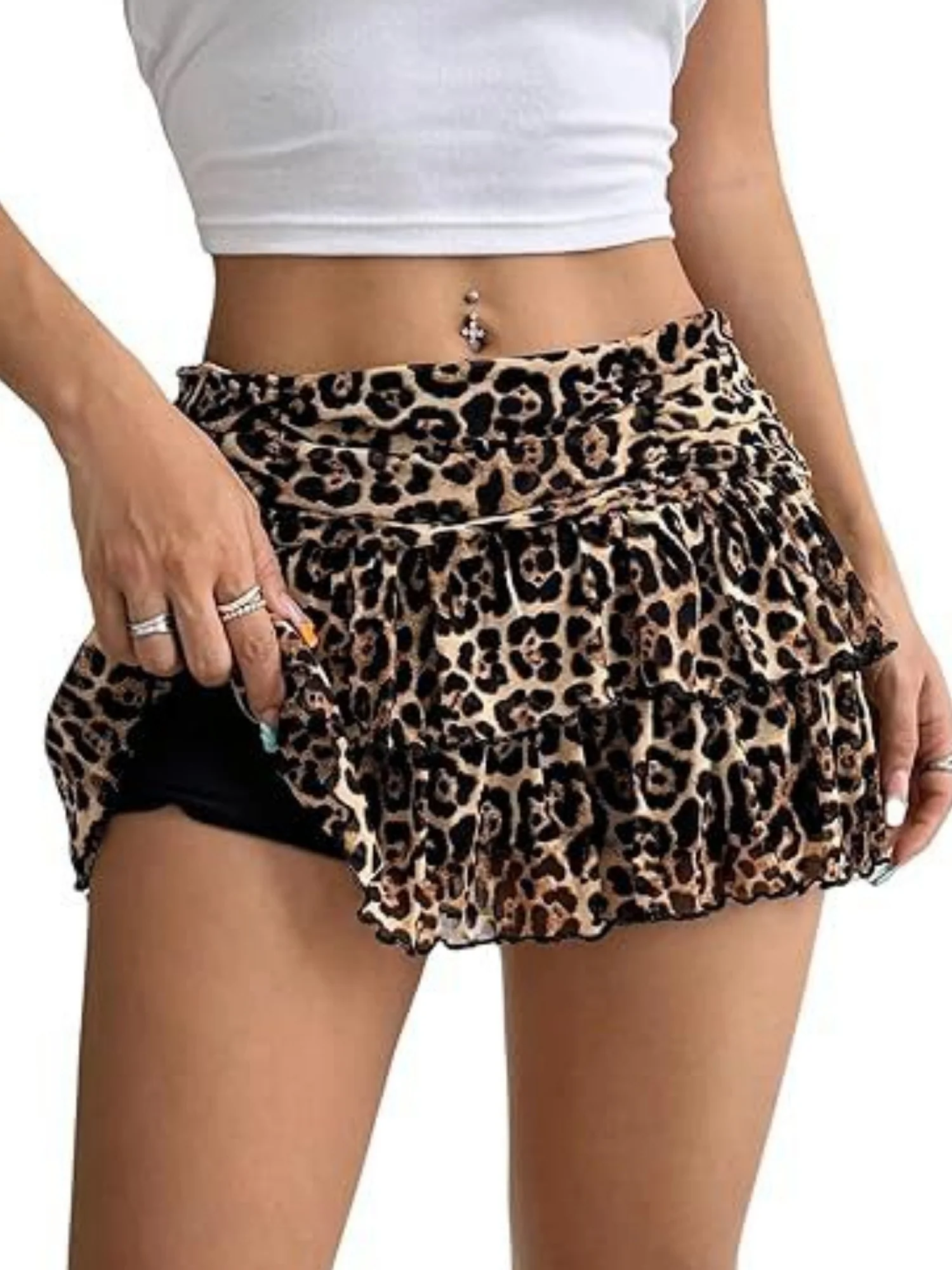 Y2K Lace Trim Low-waisted Pleats Multi-tiered Cake Skirt Sweet Short Skirt - Image 5