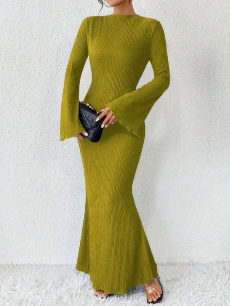 Hip-hugging Long Sleeve Slim-fit Maxi Dresses - Image 3