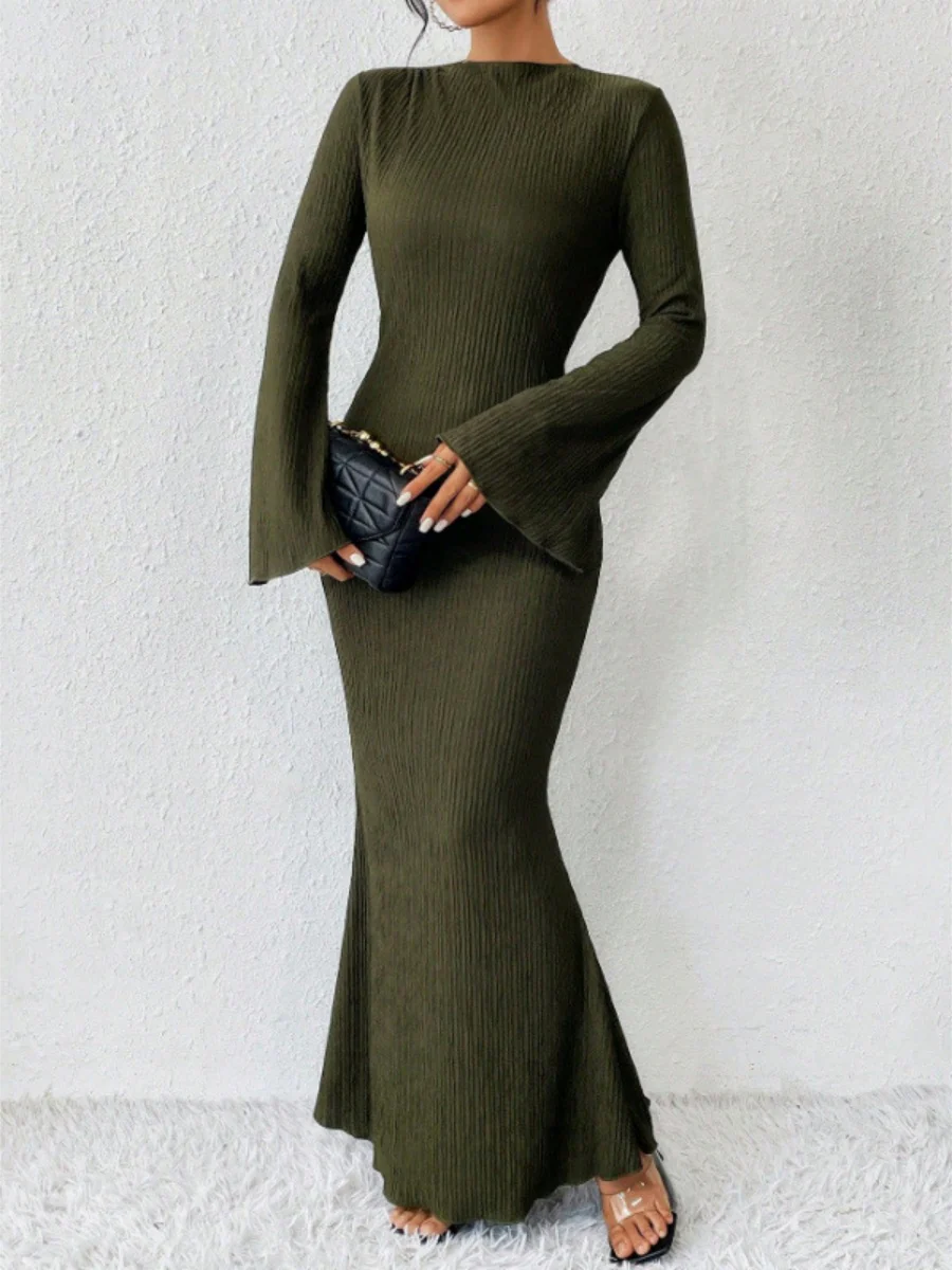Hip-hugging Long Sleeve Slim-fit Maxi Dresses - Image 7
