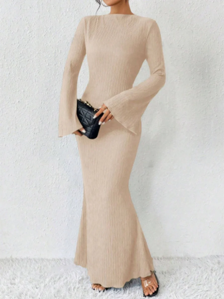 Hip-hugging Long Sleeve Slim-fit Maxi Dresses - Image 8