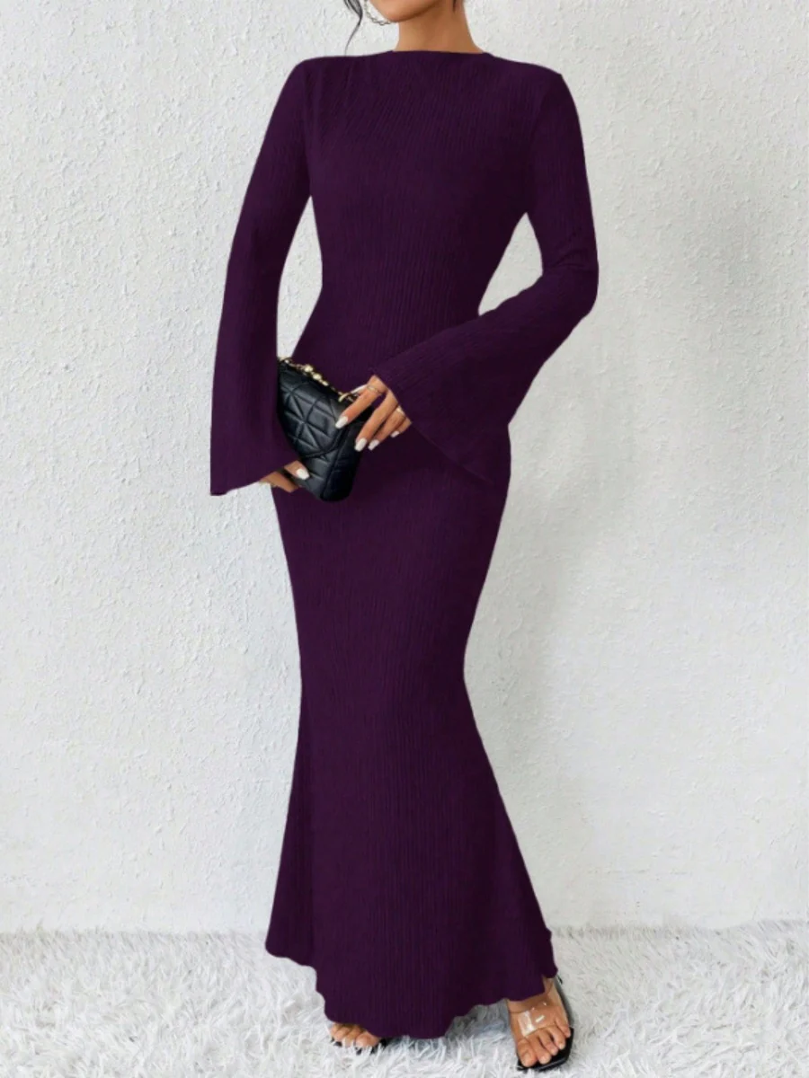 Hip-hugging Long Sleeve Slim-fit Maxi Dresses - Image 9